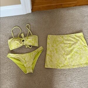 Elegant Lime Floral Bikini Set